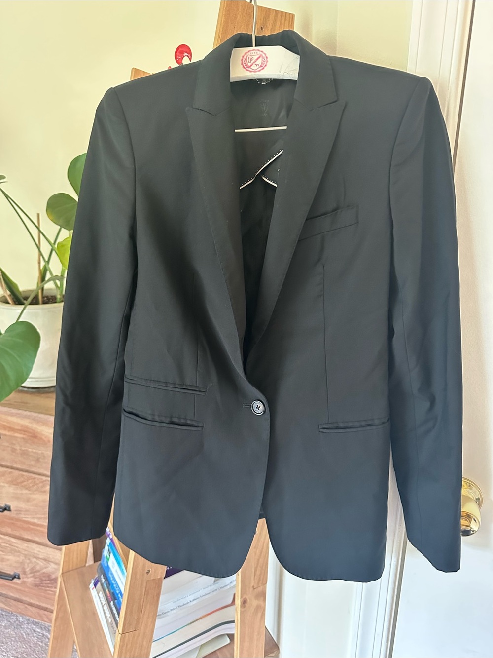 Massimo Dutti Black Single-Button Tailored Blazer EUC
